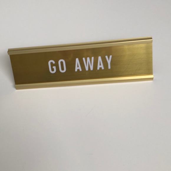 🆕Go Away Nameplate Desk Sign in Metallic Gold - Picture 2 of 6